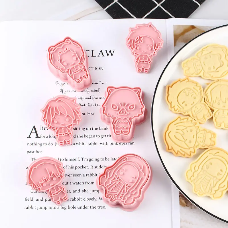 6pcs/set Anime Demon Slayer Cookies Cutter Tools 3D Pressing Biscuit Mold Cookie Stamp Cutter set Baking Tools Sugarcraft