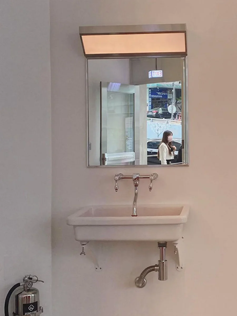 mooli home vintage bathroom modern vintage french mirror headlamp square Korea ins wind mirror