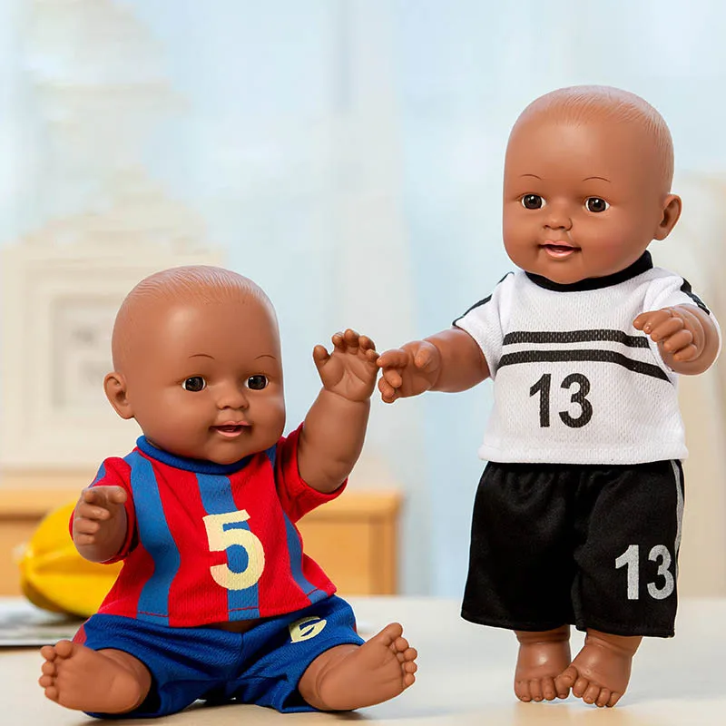 

30cm Shaven Head African Black Reborn Doll Cute Black Skin Braid Explosion Head African Girl Simulation Reborn Vinyl Doll Toys