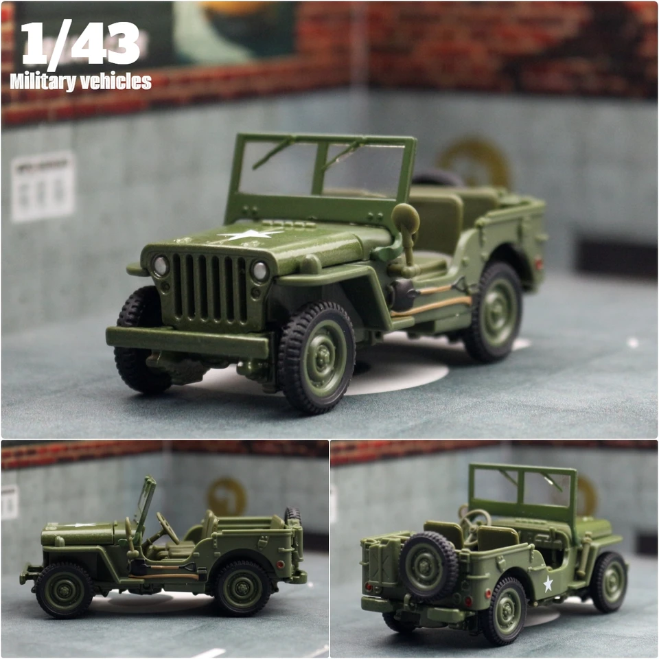 1/43 ジープウィリス軍用車両ミニチュアモデル亜鉛合金おもちゃの車