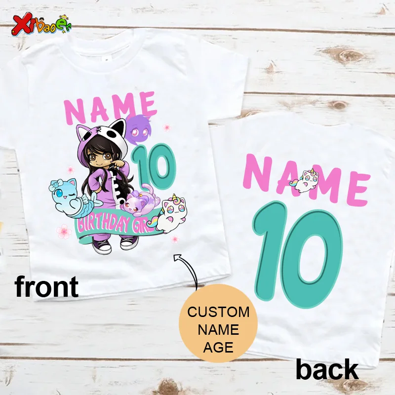 

Birthday Girl T Shirt 10 Years Party Shirt for Kids Custom Name Shirt Cat Cute Gift Birthday Shirt Teen Girl Clothes 5 8 9 Years