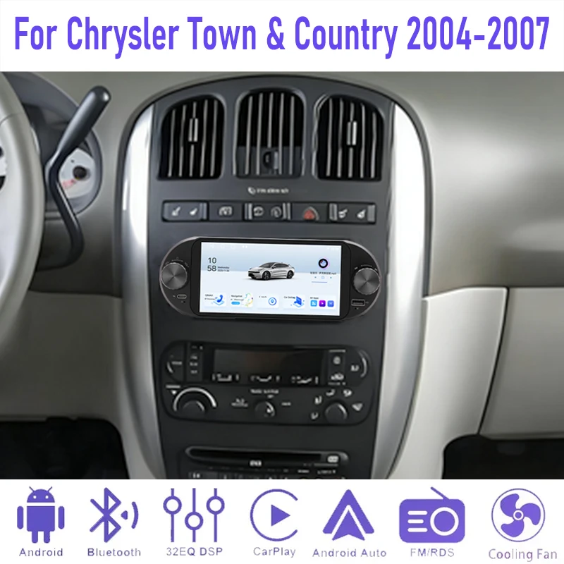 

6.8'' 4+64GB For Chrysler Town & Country 2004-2007 Car Radio GPS BT 2DIN Head Unit Wireless Carplay Android 15 Auto Google Map