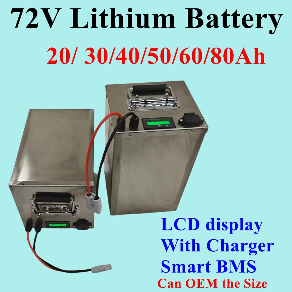 

20S 72V 20Ah 30Ah 40Ah 50Ah 60Ah 70Ah 80Ah Lithium ion battery with BMS 3000W for motorcycle electric car pedal moto+84V charge