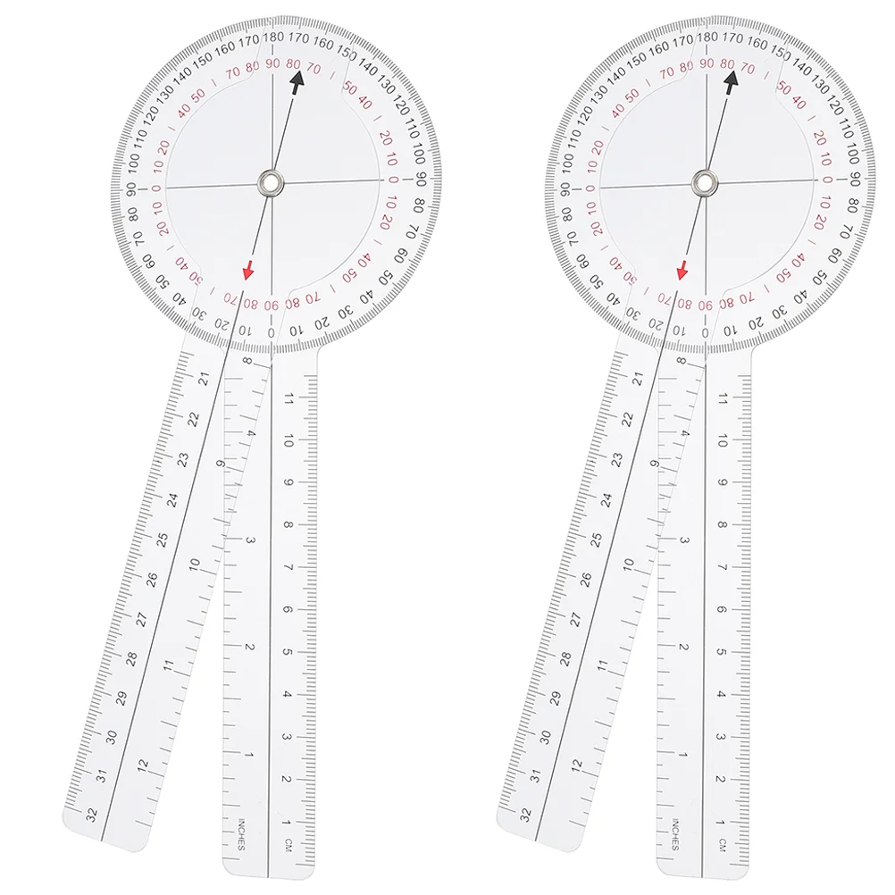 Penggaris sudut 2Pcs, alat pengukur sudut Goniometer penggaris sudut transparan portabel Goniometer