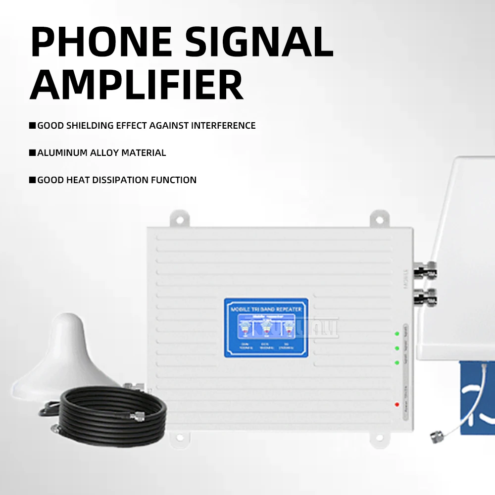 

Dual Head Cell Phone Signal Booster, 3-in-1 Network Repeater, Mobile Signal Amplifier