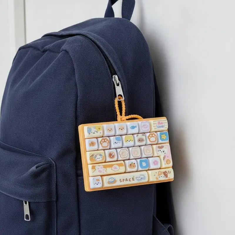 Funny Keyboard Keycap Fidget Toy 26 Grid Clicker Keychain Portable Antistress Bag Charm for Office Workers Party Favors