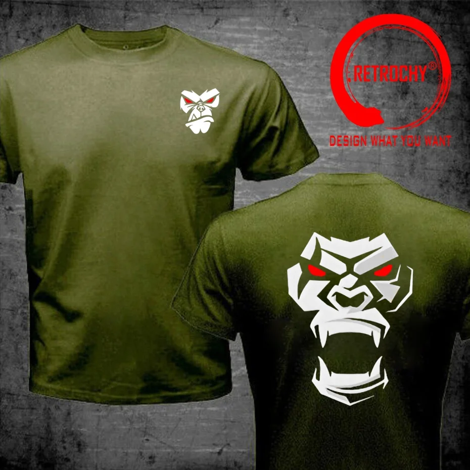Funny Design Angry Gorilla Face back  SRed Doublet Men Fashion Trendy Casual Clothing Stylish Tops Tee Shirt Leisure Tshirt Men