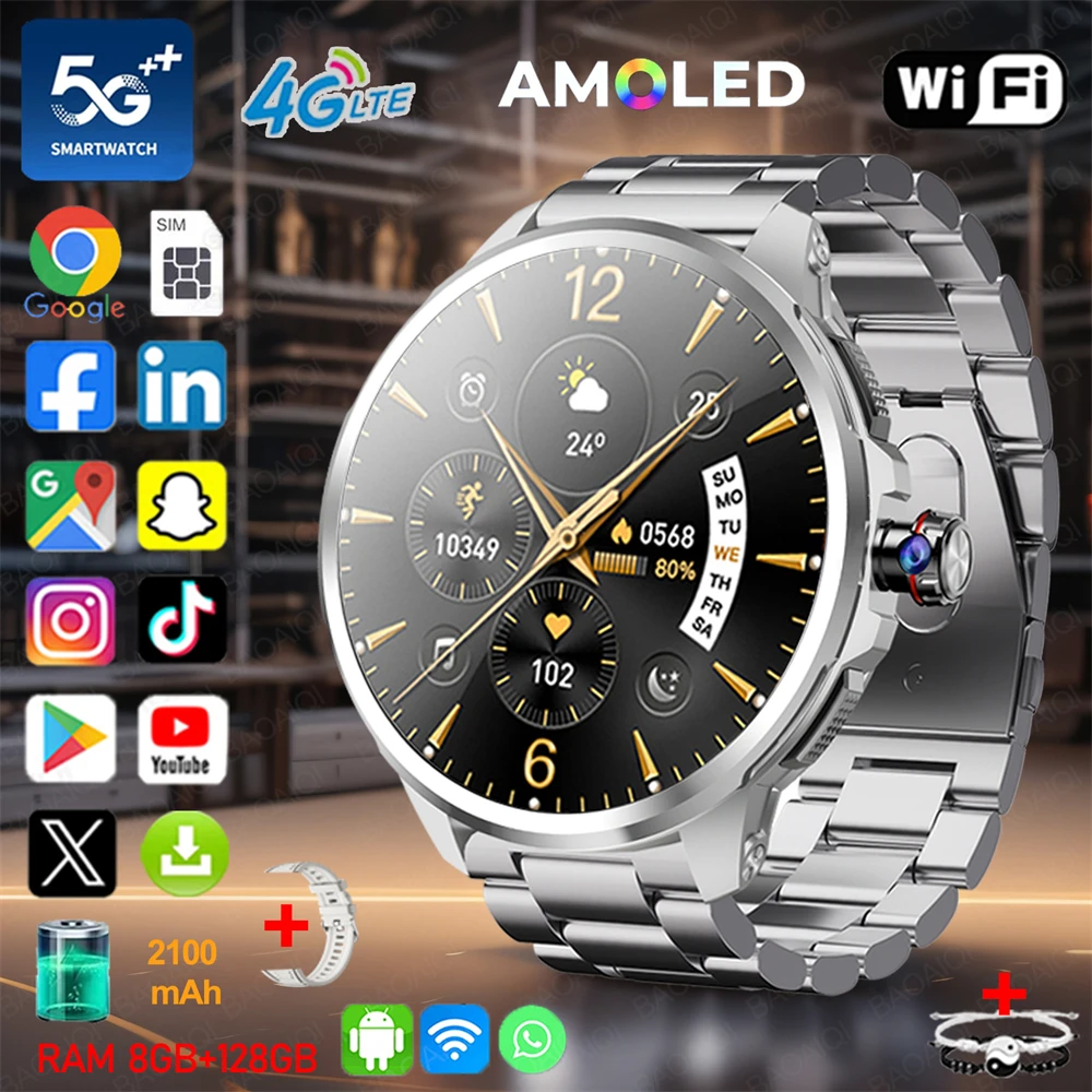 Reloj inteligente de red completa 5G/4G 720*720 HD pantalla grande de 1,95 pulgadas videollamada 8GB + 128GB RAM Google Play WIFI GPS tarjeta Sim Smartwatch