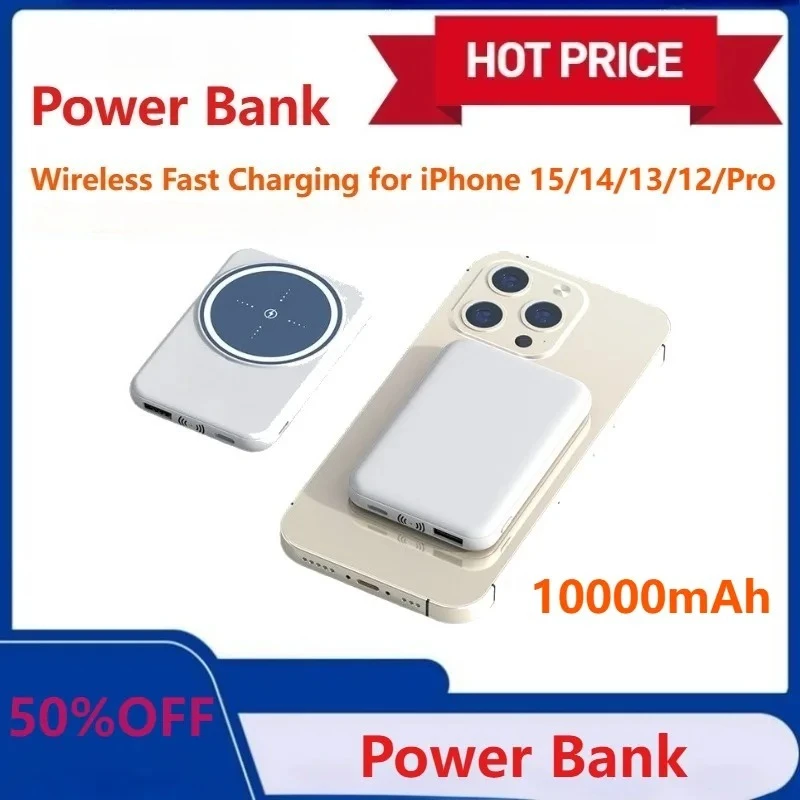 

10000mAh for Magnetic Power Bank PD10W Wireless Fast Charging for iPhone 15/14/13/12/Pro Max/Pro/Plus/Mini/ for AirPods 3/2/Pro