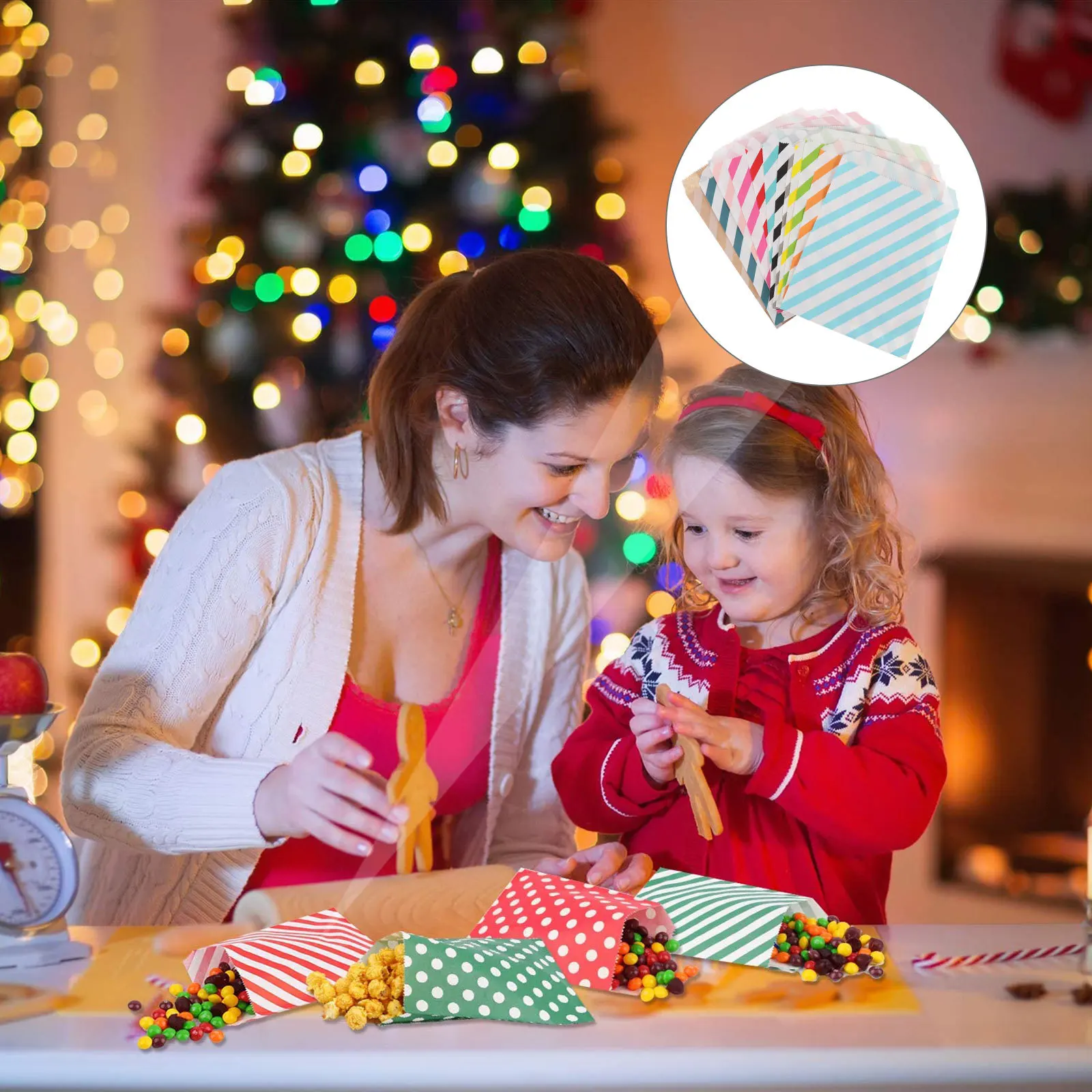 

1 Set Kraft Paper Gift Bags Christmas Baking Packaging Pouches For Cookies Candies Snacks Party Favors Bag Dessert Paper Bags