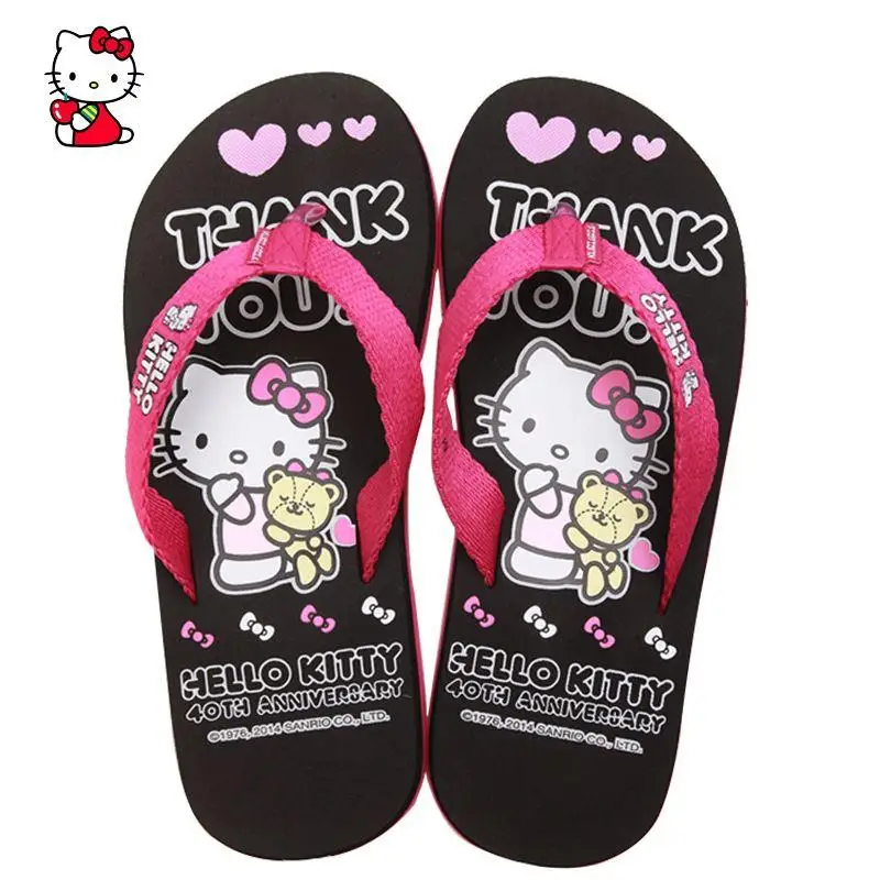 

Студенческие тапочки с героями мультфильмов «Hello Kitty», шлепанцы на мягкой подошве для девочек Sanrio, износостойкие модные летние сандалии Kawaii для отдыха, новые