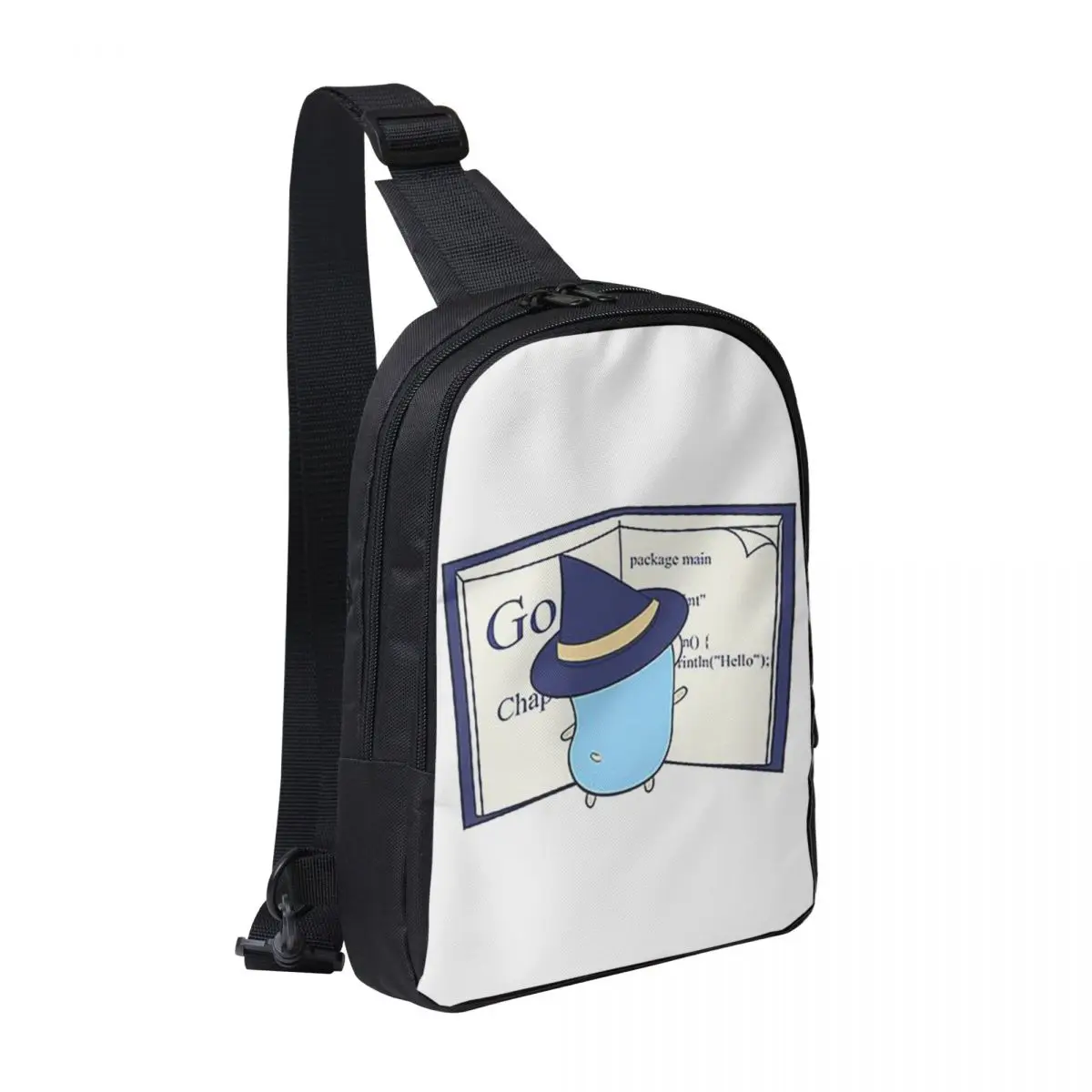 

The Go Gopher Golang Witch Learning Chest Bag Men Sling Crossbody Backpack Chest Bag Traveling Hiking Daypack Shoulder Bag