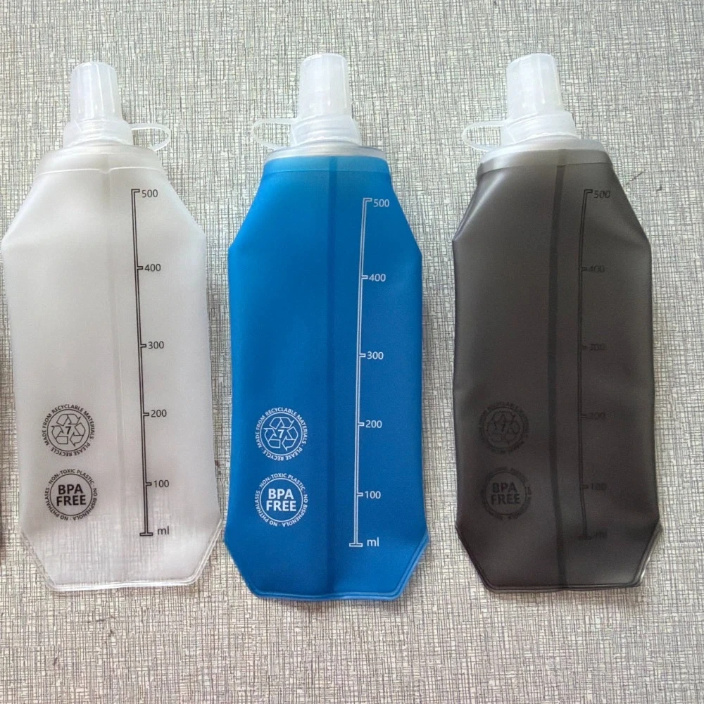 Leak-Proof Cycling Water Bottle High Flow Durable Soft Flask BPA Free TPU Material Folding Water Bottle Camping