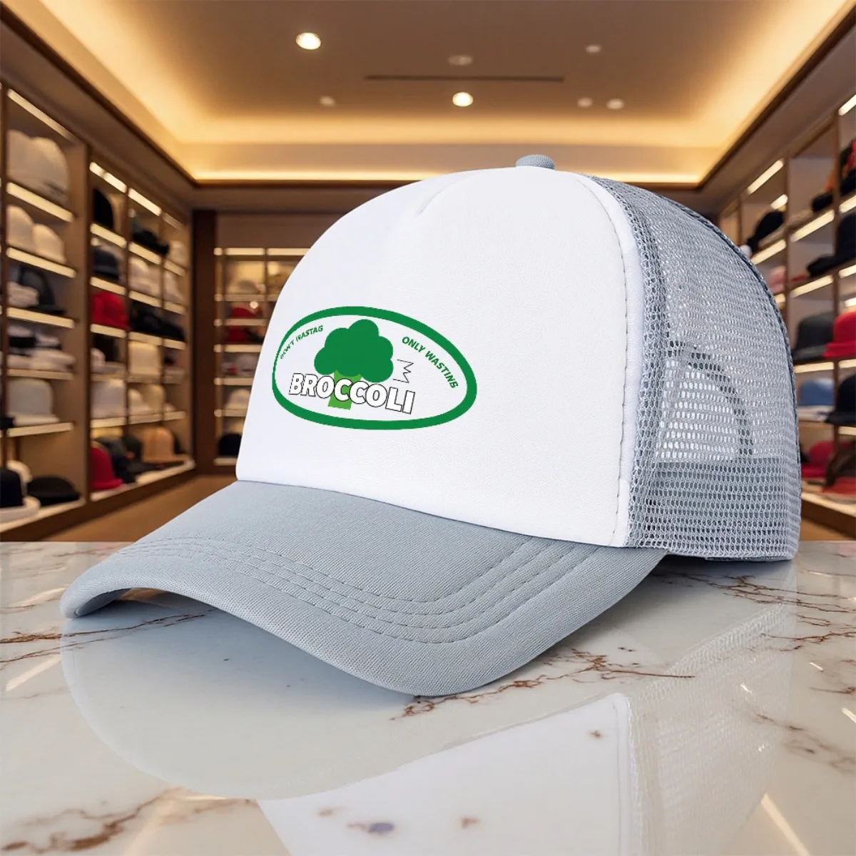 Broccoli Vegetable Lovers Trucker Hat Polyester Mesh Snapback Outdoor Sports Golf Cap