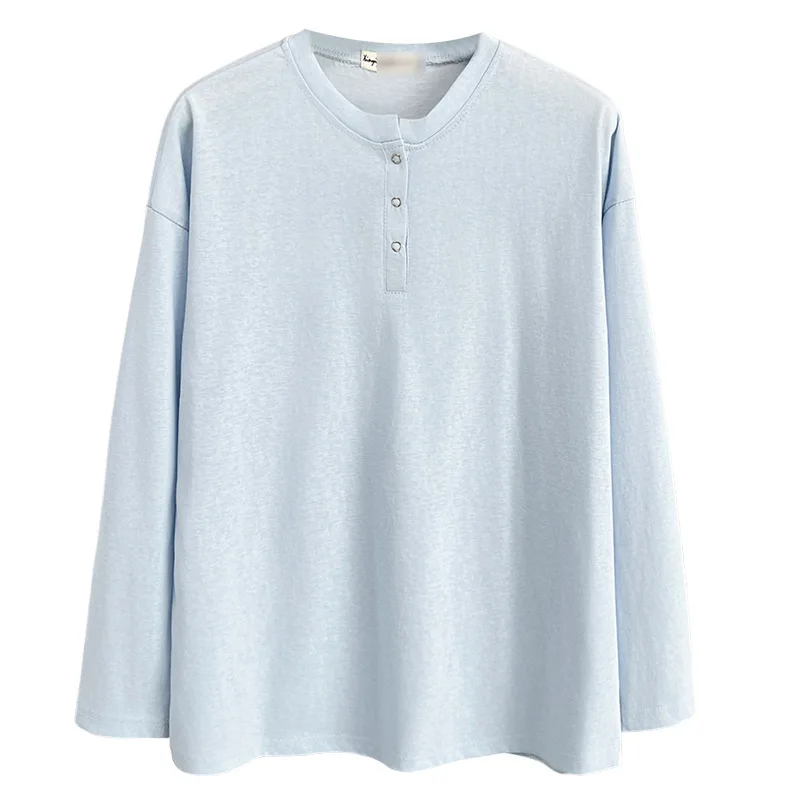 

Модная женская футболка больших размеров, осенние новые простые и повседневные базовые топы с длинными рукавами 810