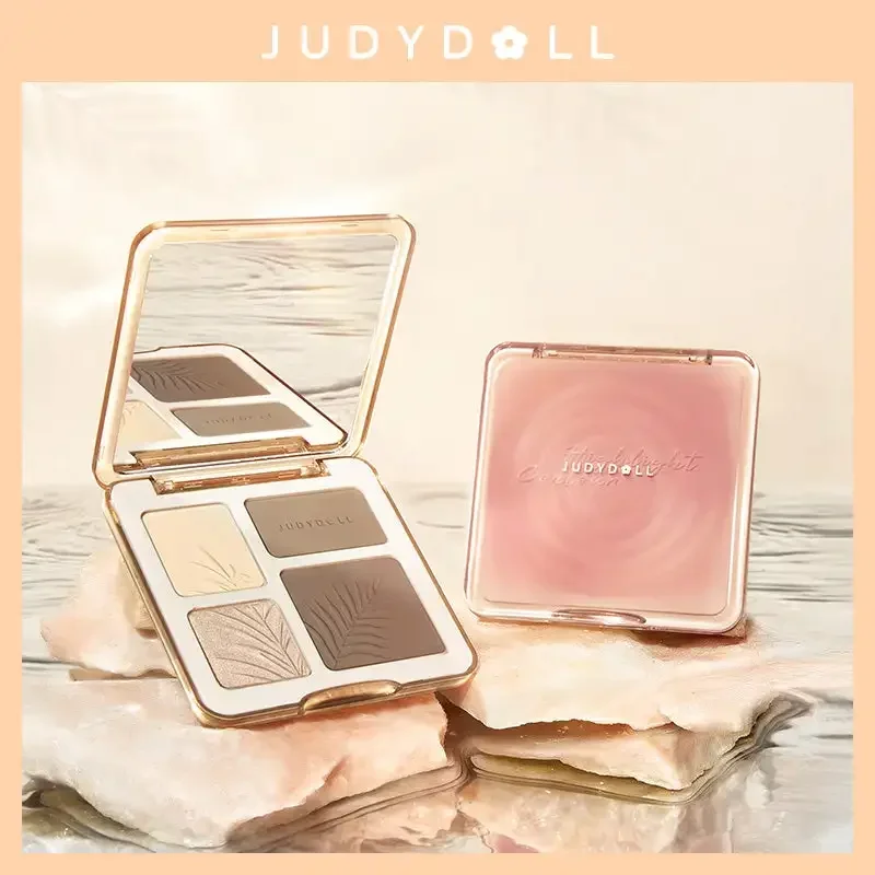 Judydoll 2 IN 1 Highlighter Contour Palette Face Lasting Glow Brighten Contour Shimmer Matte Powder 3D Nose Shadow Cosmetics