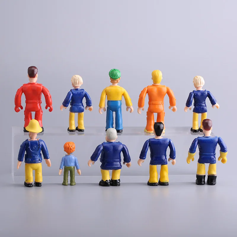 10pcs/bag British Anime Fireman Sam Action Figures With Steele Elvis Penny Norman for boys Figurine Decor Children Toys Gift