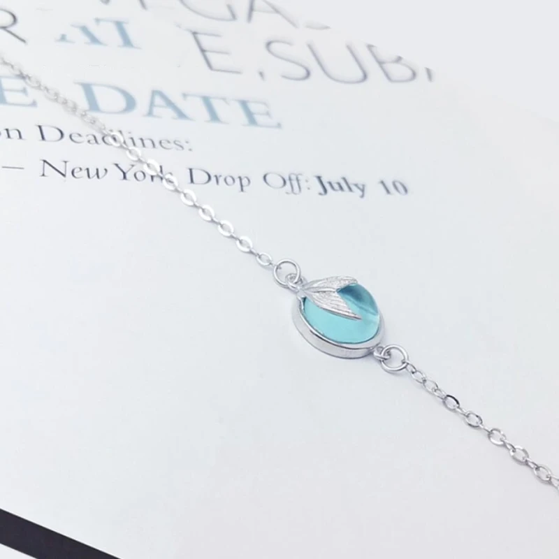 

Серия «Русалка-пузырь», инкрустированные синим кристаллом, креативные женские браслеты из стерлингового серебра 925 пробы, изменяемого размера BR149