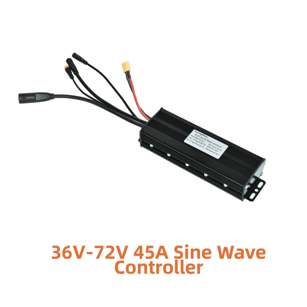 

Waterproof 1500W Brushless DC Motor Controller Compatible with 36V 72V Battery for E Bike 45A Max Current Sine Wave Control