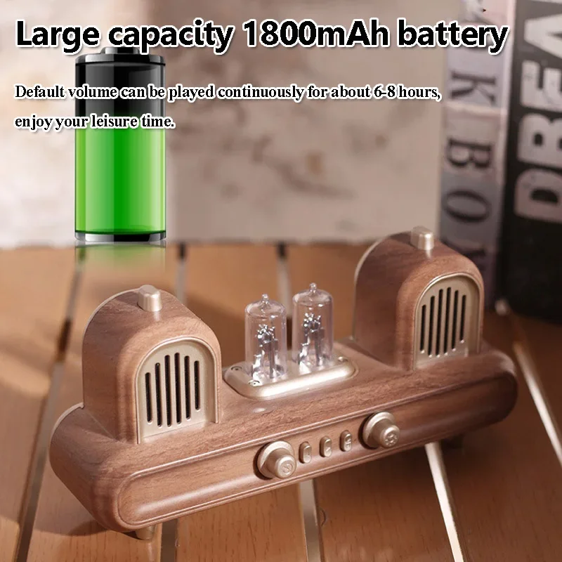 Portable Vintage Bluetooth Speaker Wireless Stereo Soundbar Wireless Music Player with Atmosphere Light Support FM TF USB AUX