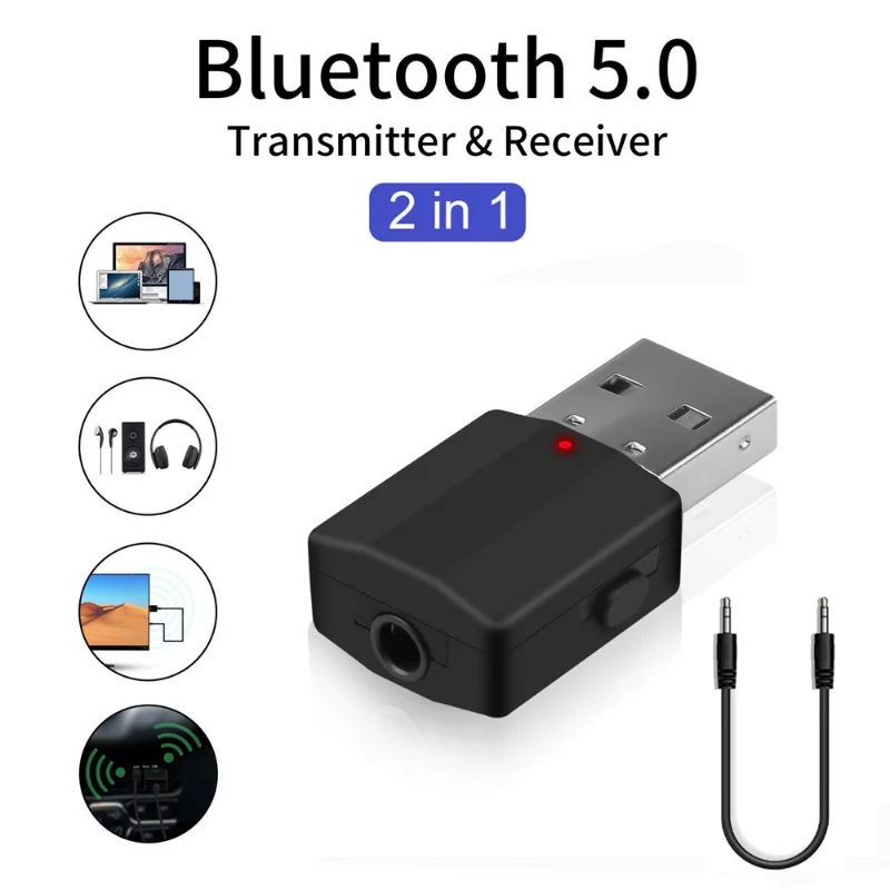 USB Bluetooth 5.0 Transmitter Receiver Mini Stereo Bluetooth AUX USB 3.5mm Jack For TV PC Car Kit Wireless Audio Adapter