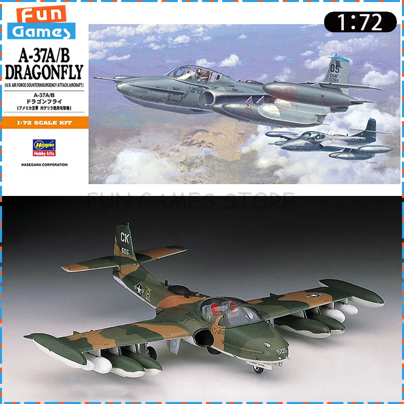 

New 1/72 Hasegawa Assemble Model A-37 A/B Dragonfly Attack Plane Assemble Figure 01142 Model Uncolored Collect Custom Toy Gift