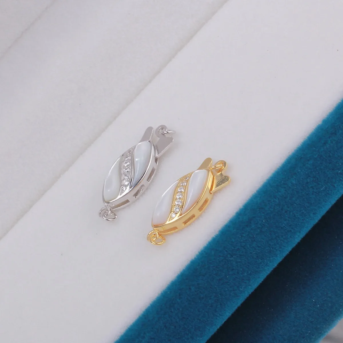 S925 Sterling Silver Marquise Shell Single Row Toggle Clasp DIY Pearl Necklace Bracelet Beaded Jewelry Making Supplies
