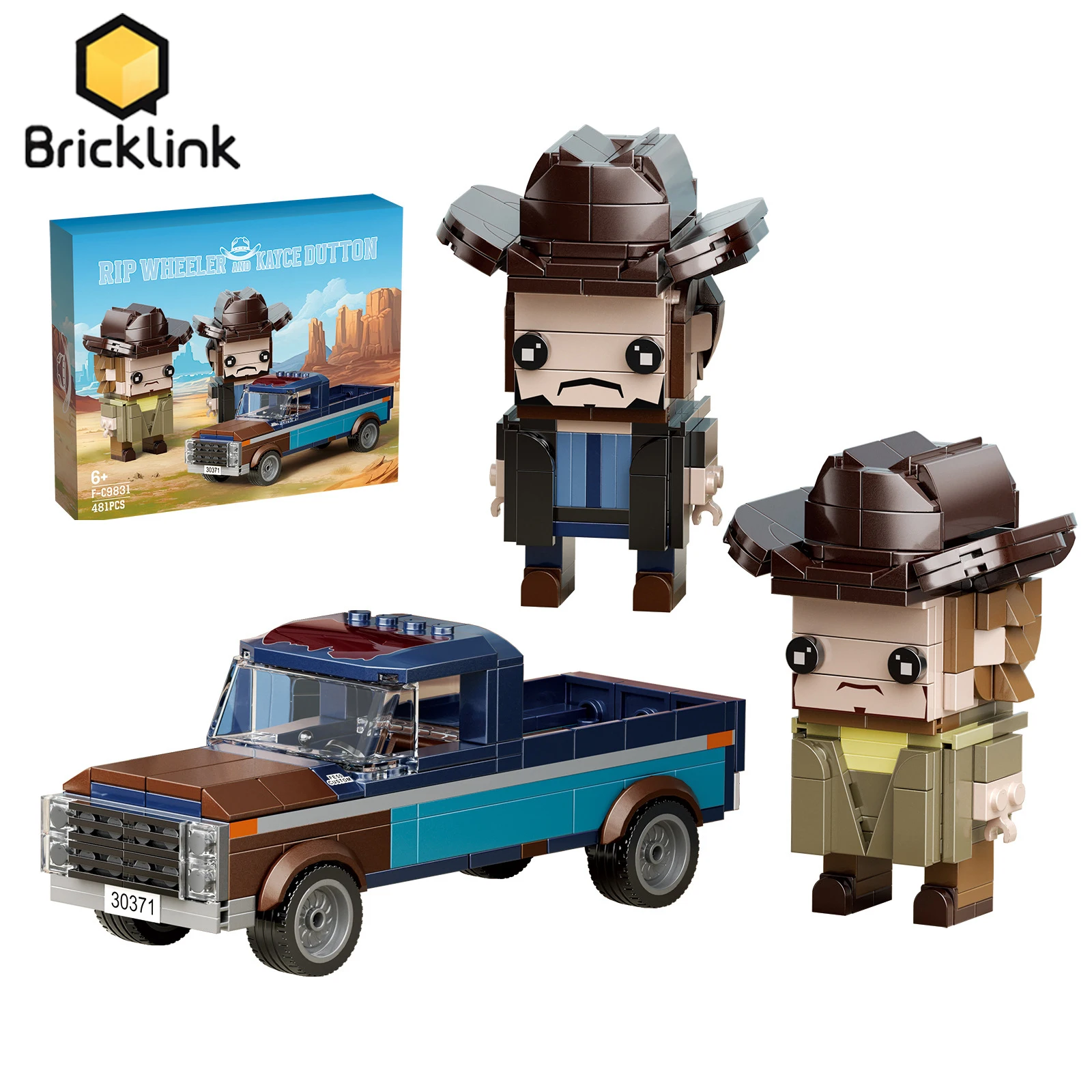 

Bricklink Ideas Yellowstone Season Figures Rip Wheeler and Keith Dutton Brickheadz Sets Building Blocks Kid Toys Christmas Gift