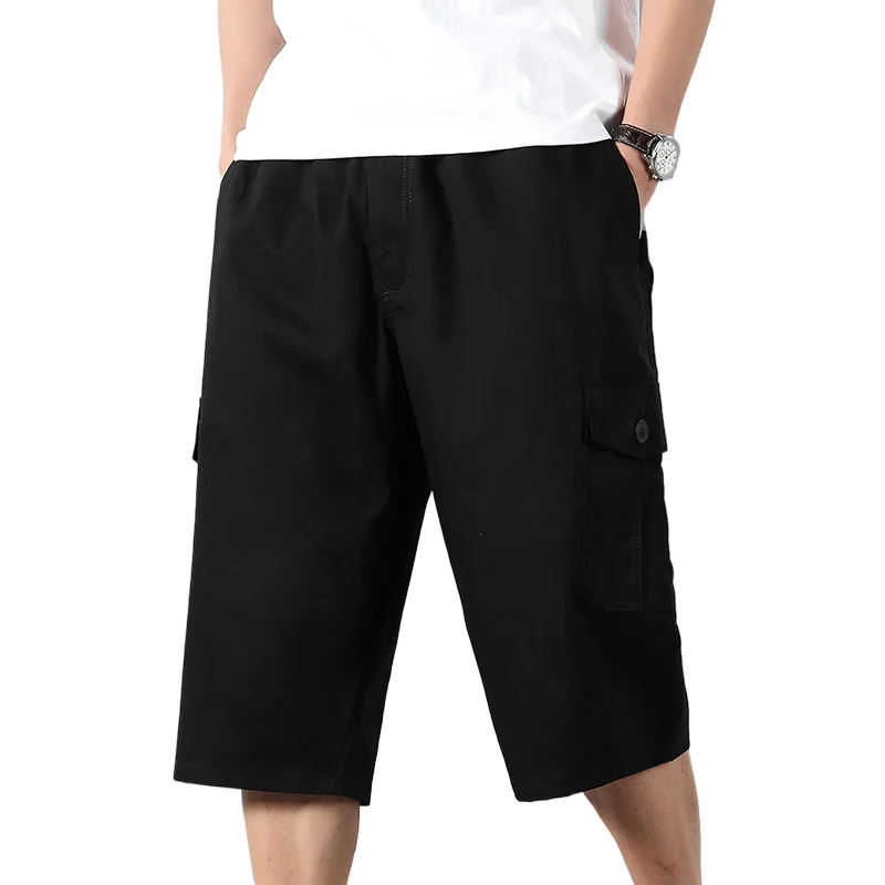 Men's Shorts, Cotton Shorts, Workwear Pants, Casual Straight Tube Loose Solid Color, Pure Cotton, Multi Bag, Cropped Pants