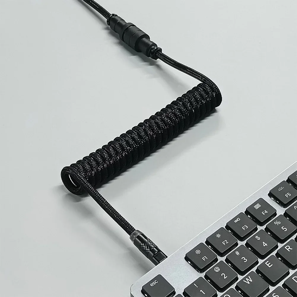 Mechanical Keyboard Coiled Cable Wire Type C USB Port Aviator Coiling Cable Desktop Computer Gaming Keyboard Accessories