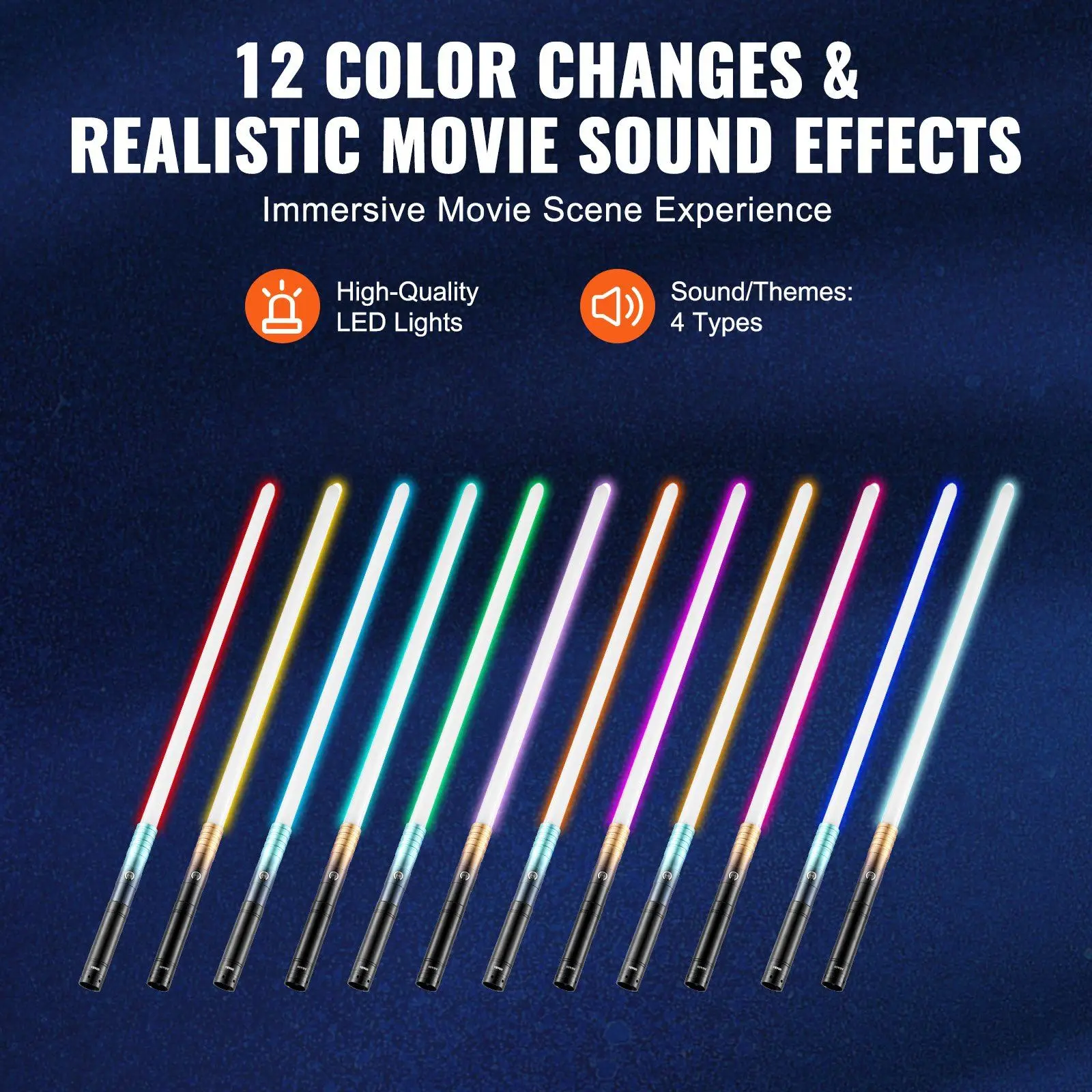 Lightsaber 12 RGB Colors 4 Sounds Rechargeable FX Dueling Light Saber