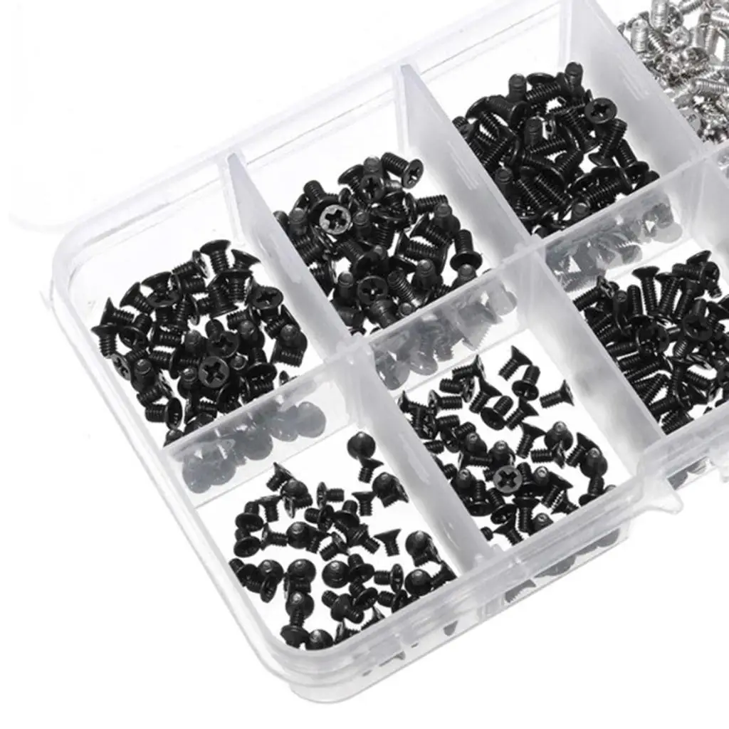 Computer DIY Screws Set 500pcs HSS Black Metric Kit M2 M2.5 M3 Standoffs for Desktop Case and Motherboard