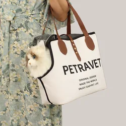 Bolsa bandolera transpirable para gato y perro con cabeza fuera