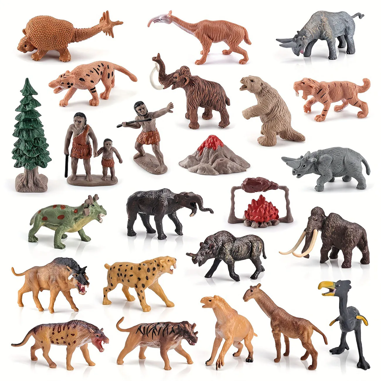 12 Simulated Prehistoric Animal Models Of Ancient Hominids Giant Rhinoceros Mammoths Multiple Children'S Decorative Toys