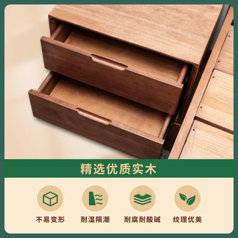 All solid wood bedside table rubber wood narrow bedside table retro style small household bedroom modern simple bedside table
