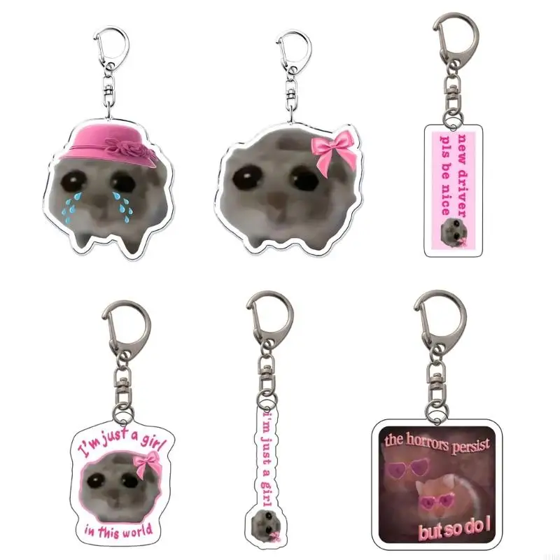 

652F Colorful Hamster Keychain Bag Ornaments Hamster Keyrings Acrylic Hamster Backpack Pendant Gift for Fashion Lover