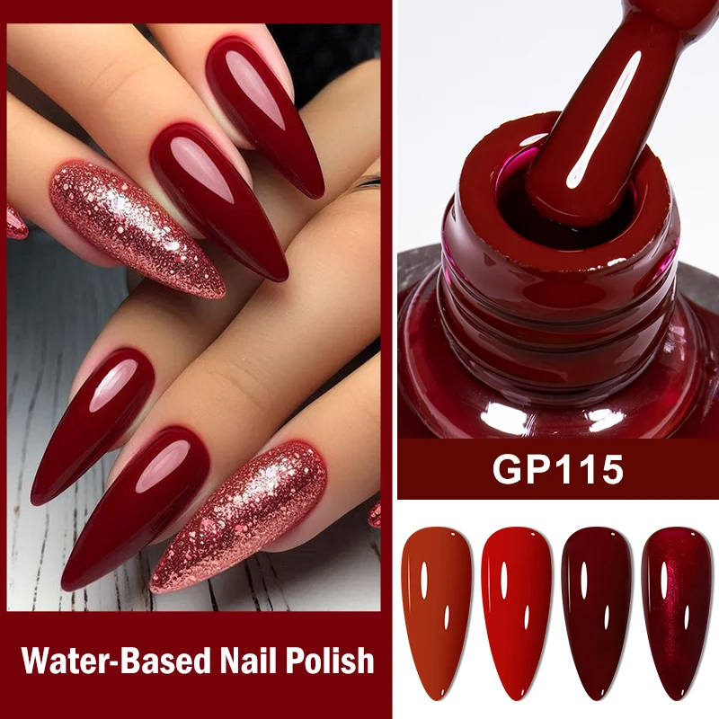 MEET ACROSS 8ml Color rojo vino a base de agua esmalte de uñas botella de vidrio esmalte de uñas de Navidad diseño DIY sin necesidad de lámpara