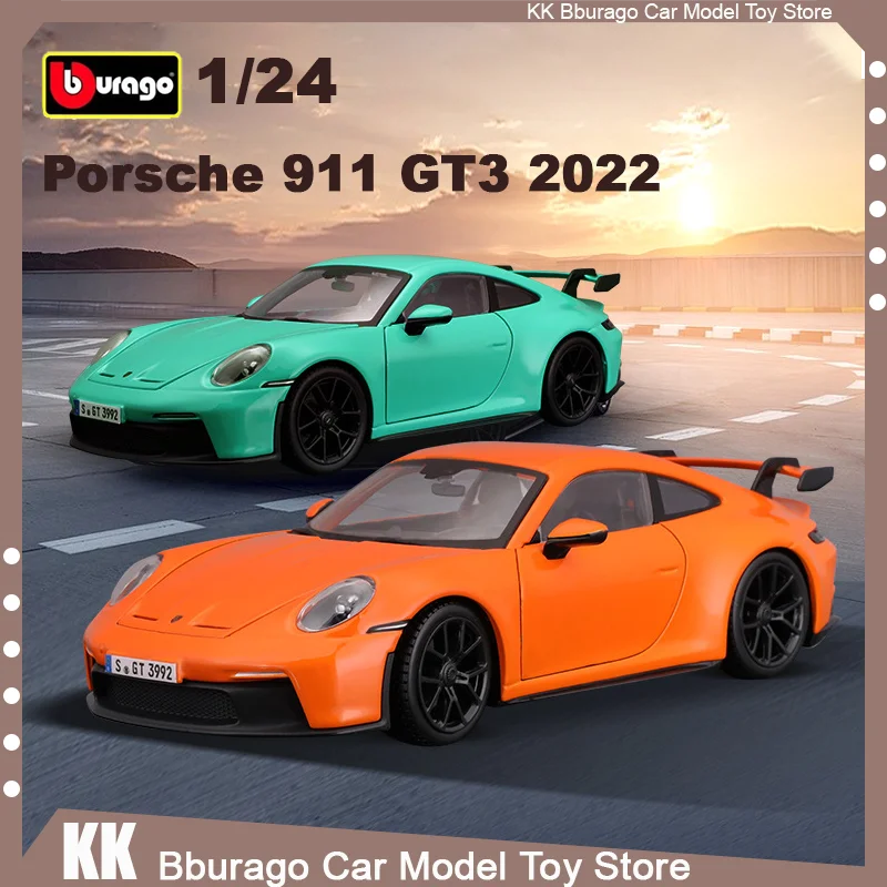 

Новинка, модель спортивного автомобиля Bburago 1:24 2022 Porsche 911 GT3, литые модели автомобиля из сплава, роскошные игрушки, модель автомобиля, украшения, подарок для детей