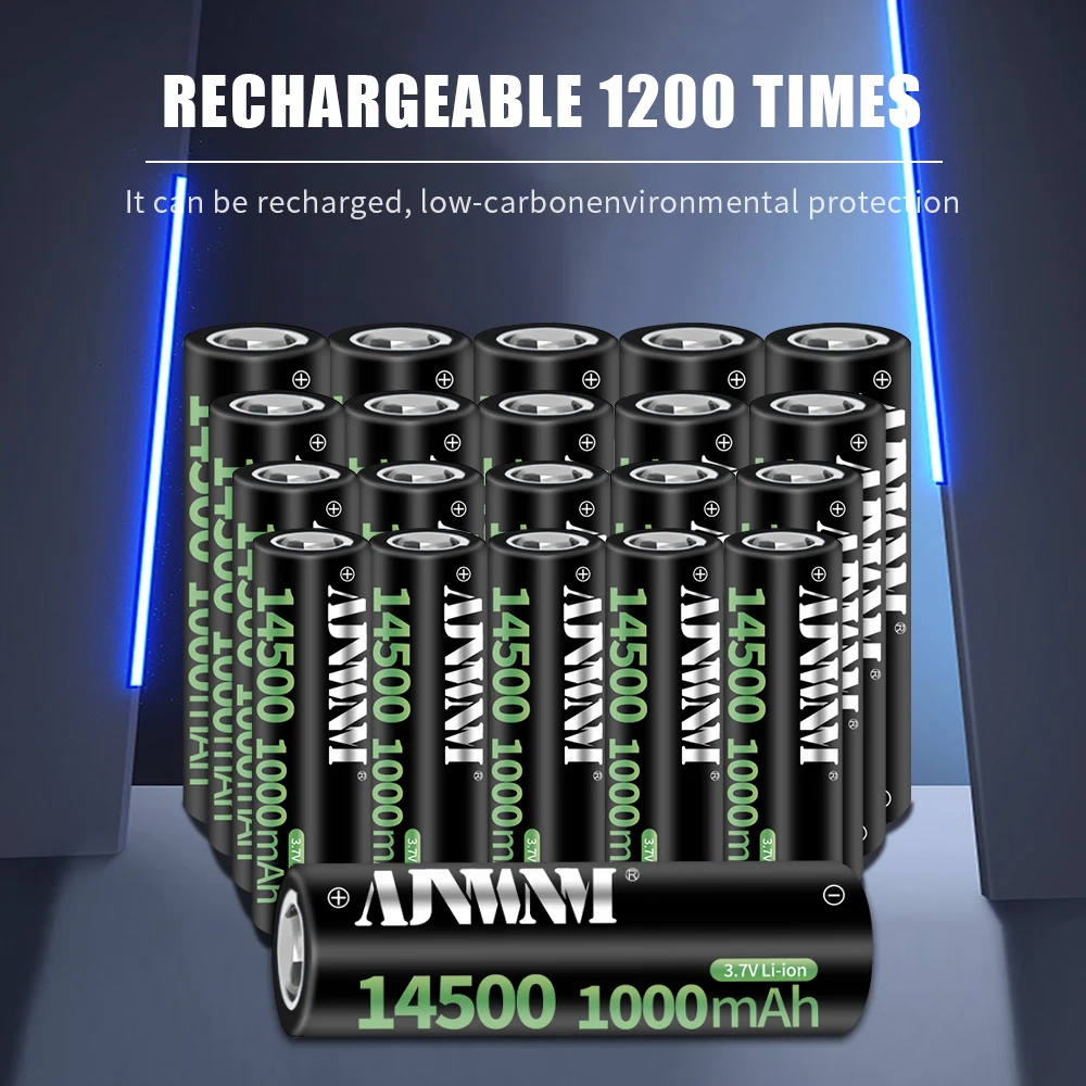 4PCS 14500 1000mAh batterie ricaricabili 3.7V Li-lion batterie AA per torce a LED fari AA 14500 batteria