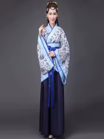 Long Sleeves Hanfu Long Dress Patchwork Ancient Style Chinese Traditional Costumes Performance Skirt Cheongsam Chinese Tang Suit