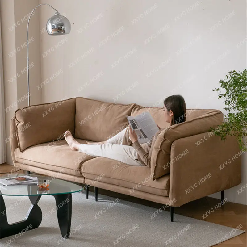 SQI Cat Scratch Technology Cloth   Retro Three Sofa Living Room Small Apartment Simple Modern Matte Cloth Sofa