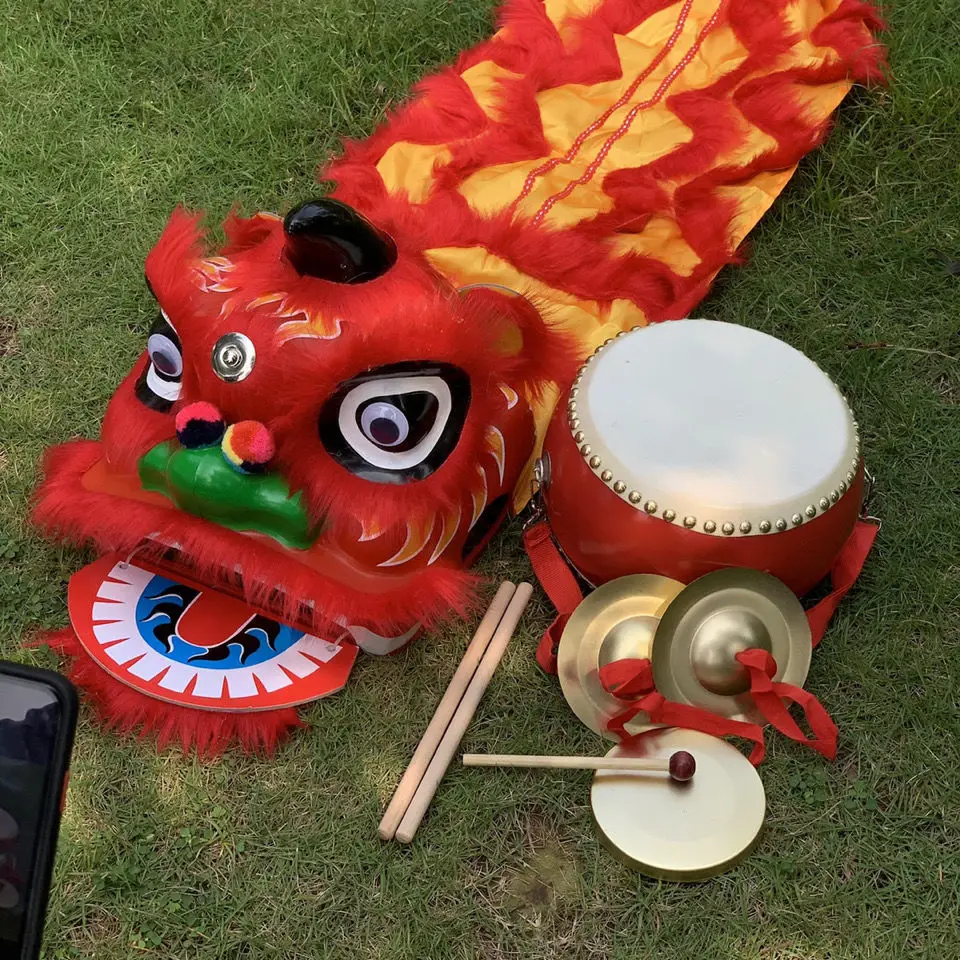 6/9 Inch Lion Dance Costume Drum Gong 2-13 Age Kid Children Party Performance Sport Outdoor China New Year Spring Festival