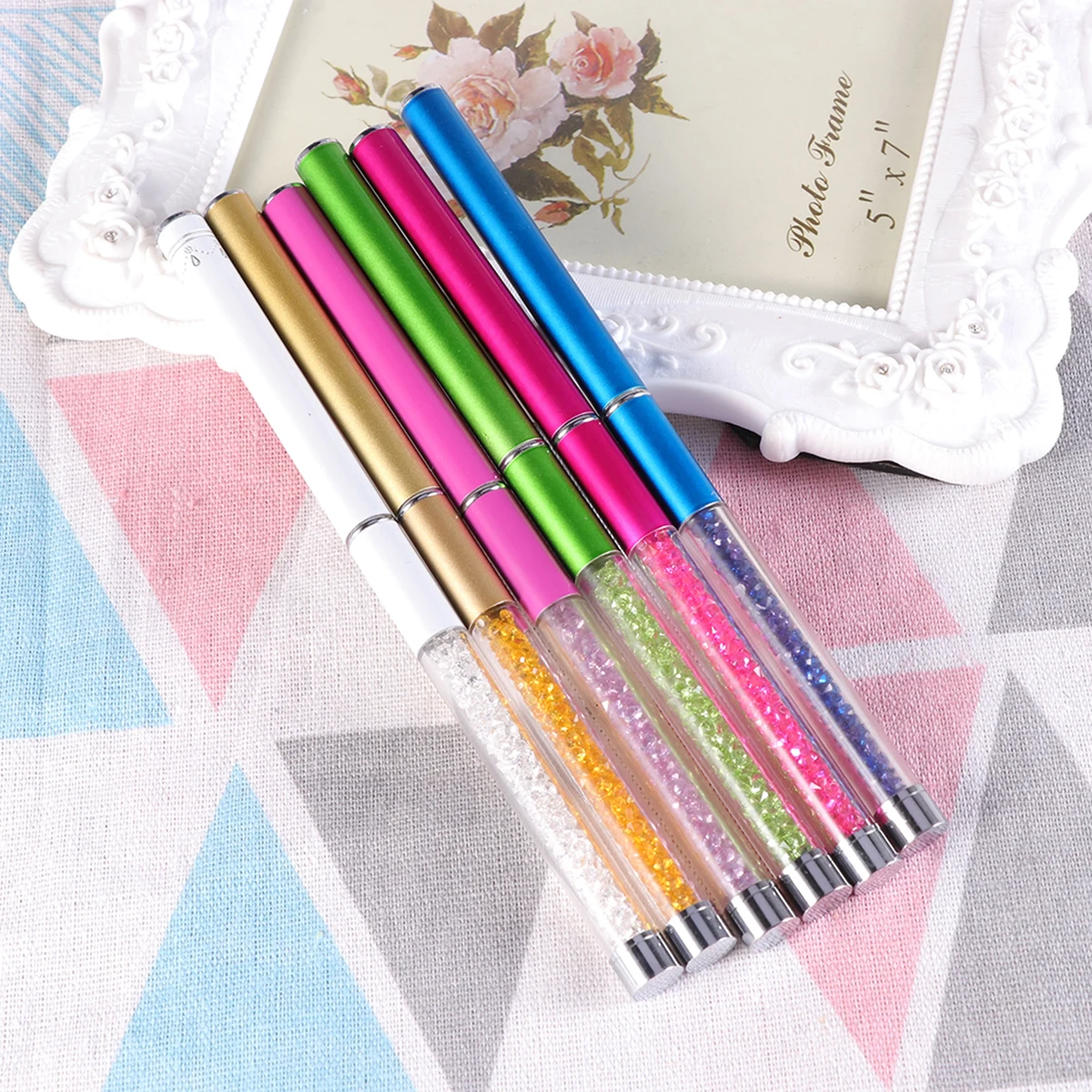 

6pcs Spiral Eyelash Brush with Rhinestone Rod Mascara Eye Brush Applicator Eyelash Extension Brush (White + Rose Red + Golden +