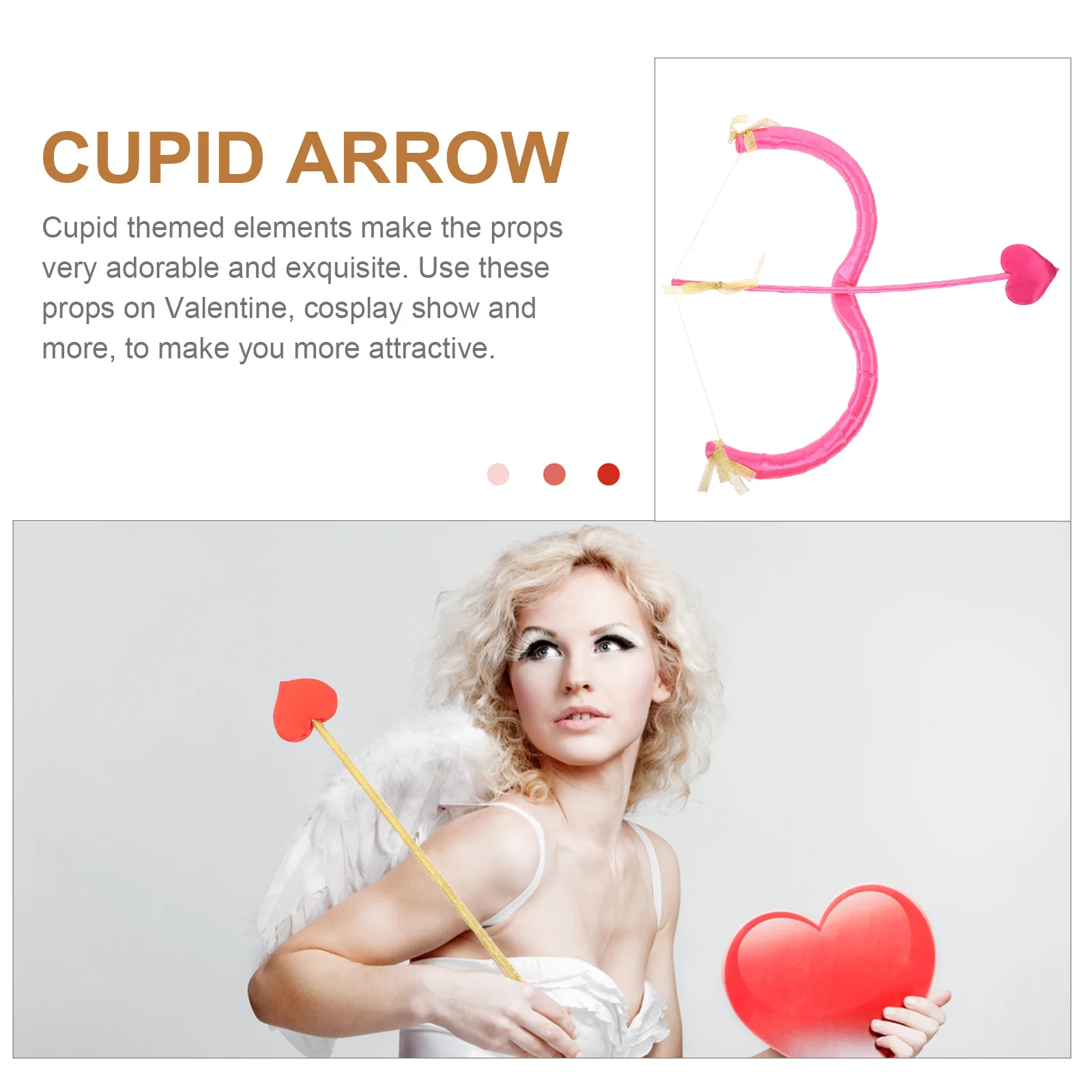 1 zestaw 1 Zestaw Kostium Kupidyna Walentynkowy Strzałka z łuku z pianki Rekwizyt dla dzieci na imprezę Cosplay Dekoracja do fotografii Akcesorium do kostiumu
