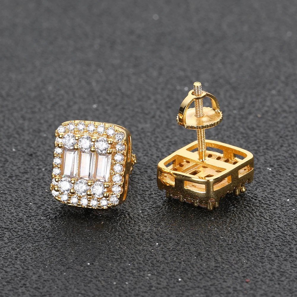 ICEBLING GRA VVS Rectangular Earrings Emerald Cut Moissanite Diamond 925 Silver Stud Earrings for Women Engagement Jewelry - view 5