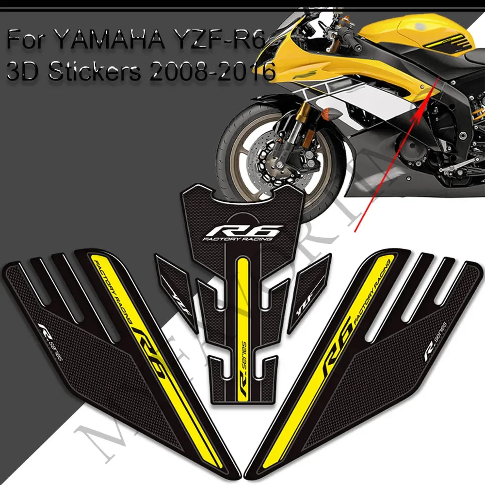 

Motorcycle Stickers For YAMAHA YZF-R6 YZF R6 YZFR6 Decals Protector Tank Pad Side Grips Gas Fuel Oil Kit Knee 2008 - 2016