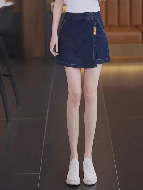 

Асимметричные джинсовые брюки трапециевидной формы с высокой талией, женские летние новые свободные брюки прямого кроя, повседневные брюки из тонкой джинсовой ткани