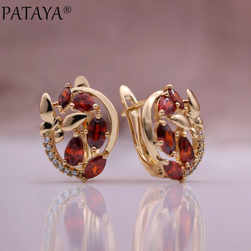 PATAYA New Design Water Drop Natural Zircon Earrings 585 Rose Gold Color Fashion Women Jewelry Butterfly Colorful Earrings