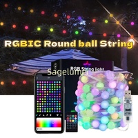 5V USB RGBIC Round ball Bluetooth LED String APP Music Controller Outdoor waterproof atmosphere camping light garden decoration