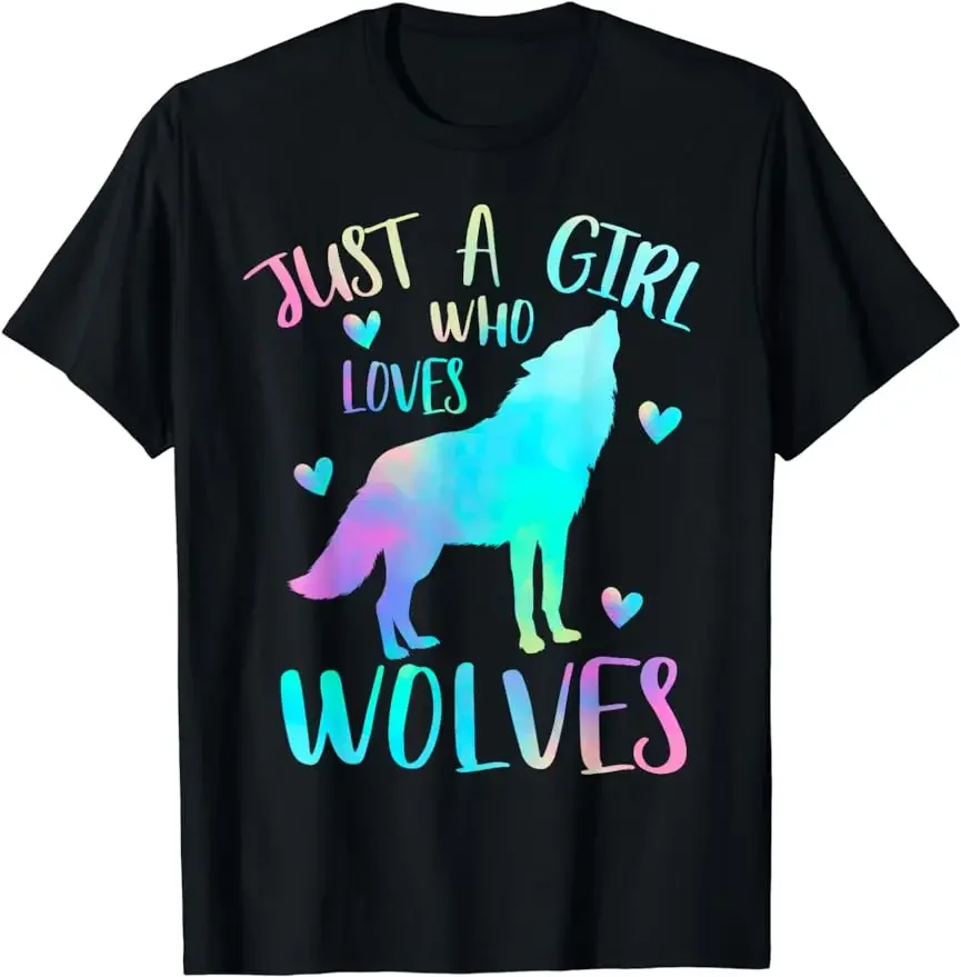 Gewoon Een Meisje Dat Houdt Van Wolven Aquarel Schattige Wolf Minnaar Korte Mouw T-Shirt Creatieve Vakantie Vrouwen Kleding Grafische T-Shirts